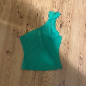 SHEIN Green One-Shoulder Crop Top